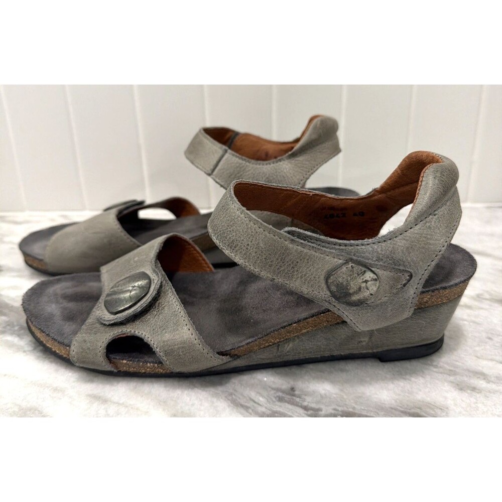 Taos Sandals Womens Size EU 40 US 9 Gray Leather Open Toe Slingback Comfort Shoe